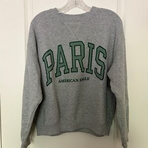 American Eagle Outfitters Light Gray 'This Feels Seriously Lived-In' Sweatshirt